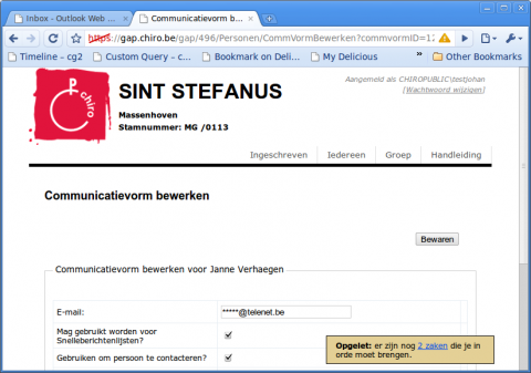 E-mailadres bewerken