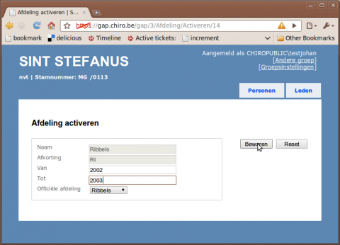Een afdeling activeren