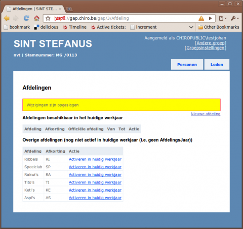 Afdelingen toegevoegd