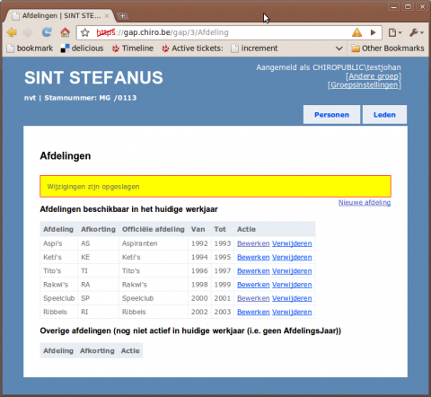 Afdelingsconfiguratie afgewerkt
